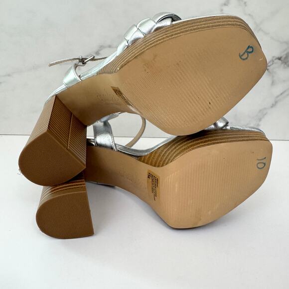 Charles By Charles David Women Ironic Sandals Size 7 Braided Metallic Silver - Picture 9 of 10
